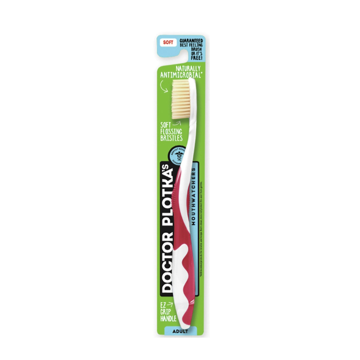 image of Doctor Plotka's Mouthwatchers Toothbrush Adult Soft Red on white background 
