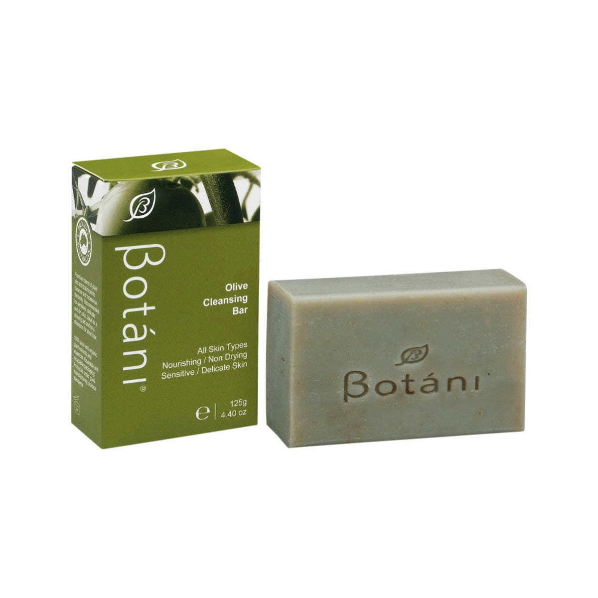 image of Botani Olive Cleansing Bar 125g on white background 