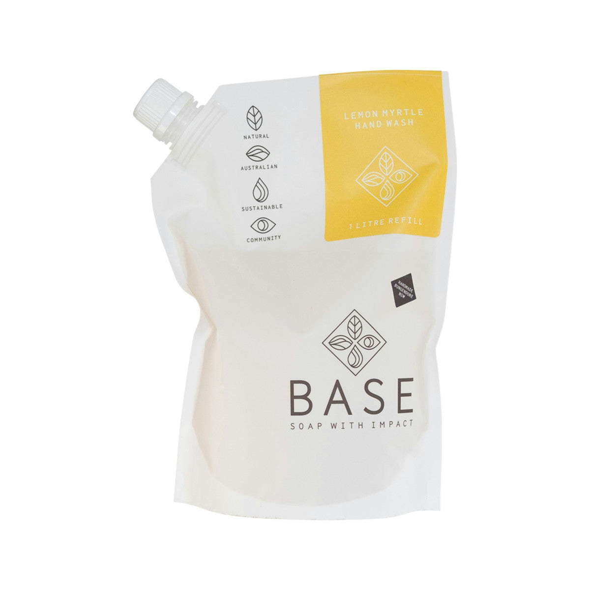 image of Base (Soap With Impact) Hand Wash Lemon Myrtle Refill 1L on white background