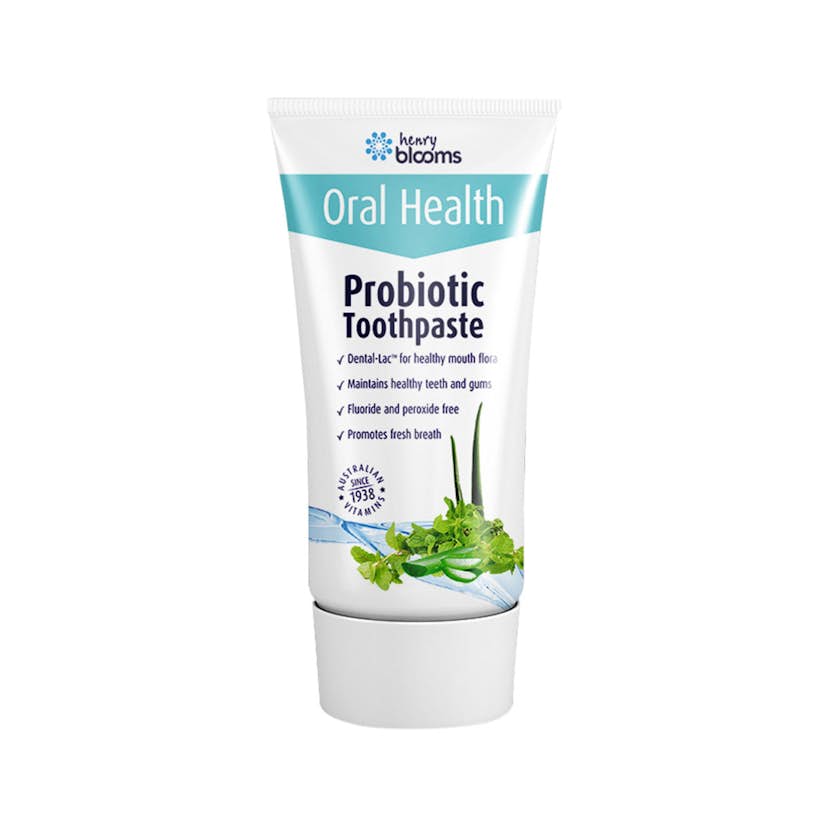 image of Henry Blooms Oral Health Probiotic Toothpaste Peppermint 100g on white background 