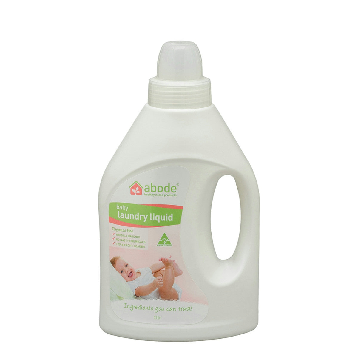 image of Abode Laundry Liquid (Front & Top Loader) Baby (Fragrance Free) 1L on white background