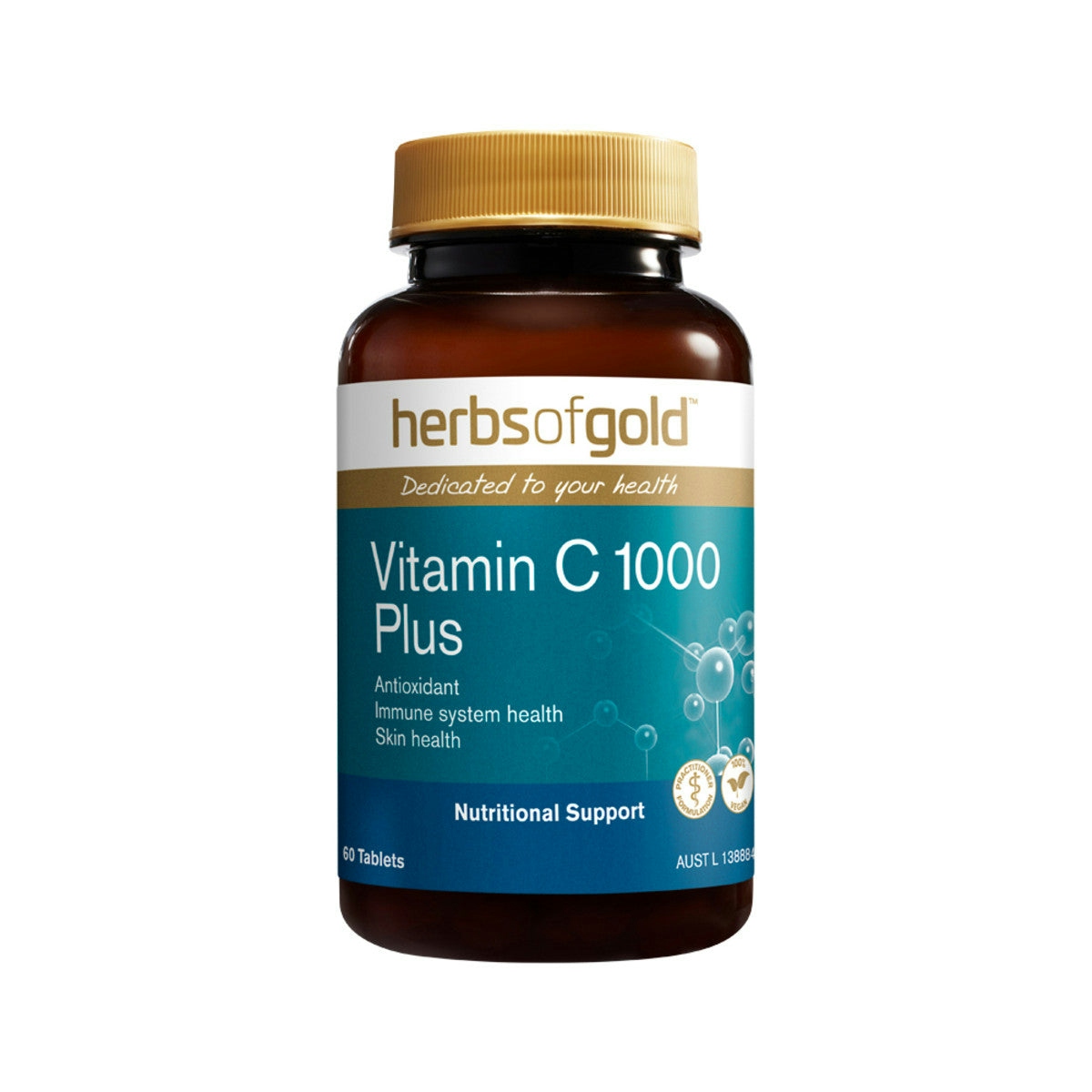 image of Herbs Of Gold Vitamin C 1000 Plus Zinc & Bioflavonoids 60t on white background 