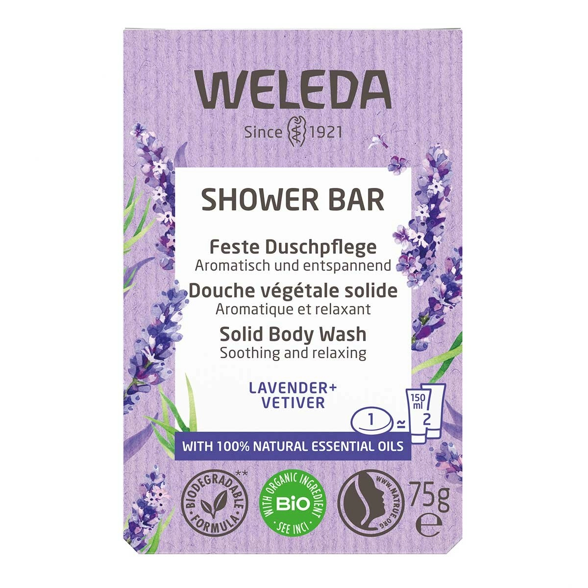image of Weleda Shower Bar Lavender + Vetiver on white background