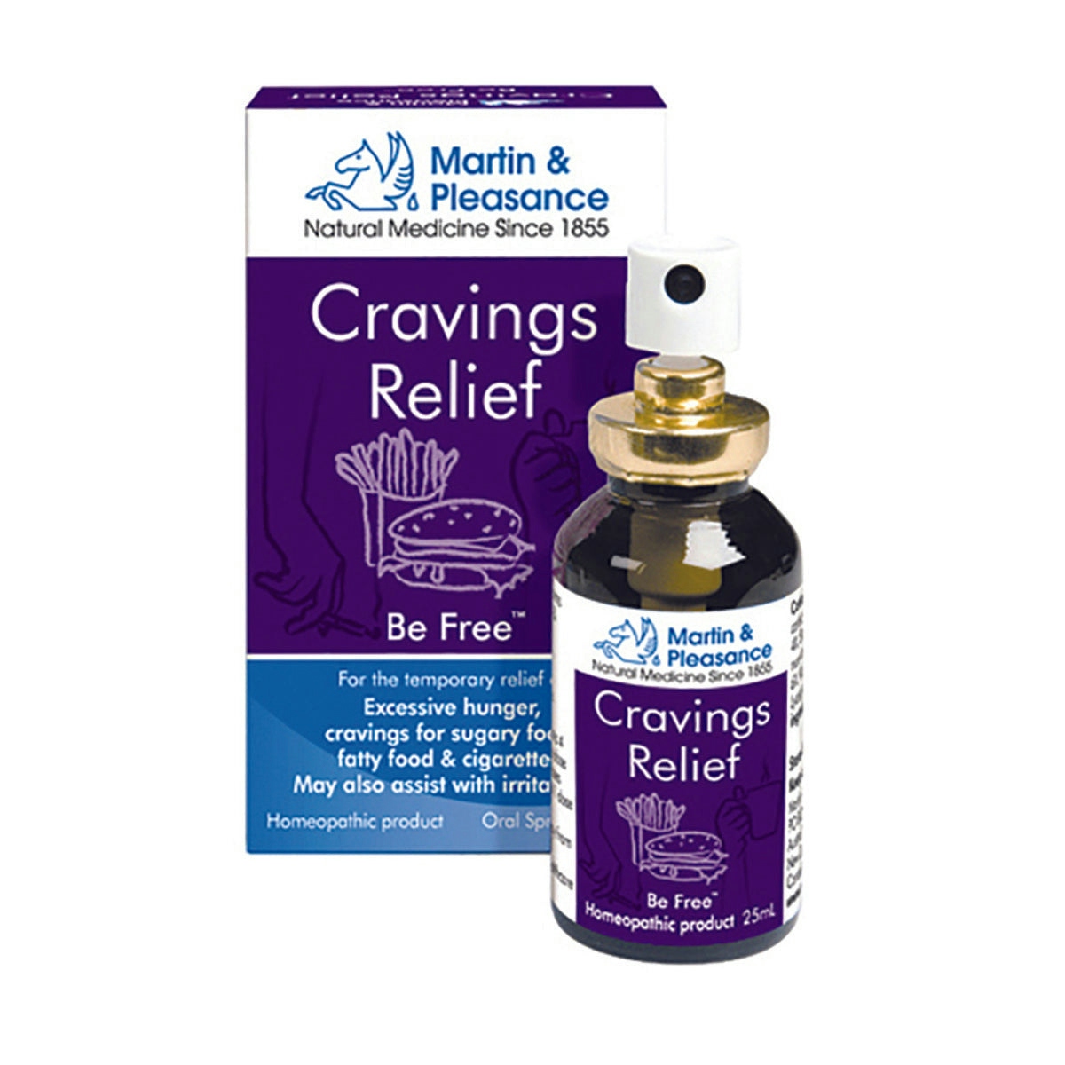 image of Martin & Pleasance Homoeopathic Complexes Cravings Relief Spray 25ml on white background