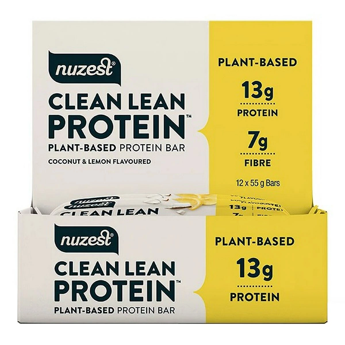 image of Nuzest Clean Lean Protein Bars Coconut & Lemon - 12 Bars on white background 