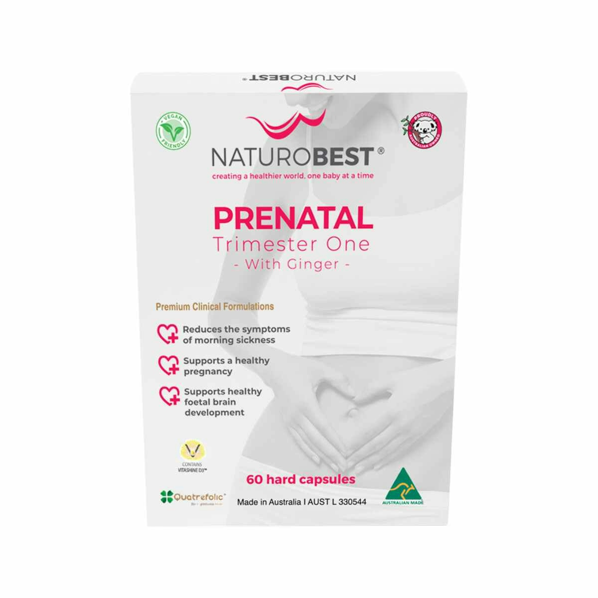 image of NaturoBest Prenatal Trimester One with Ginger 60c on white background 