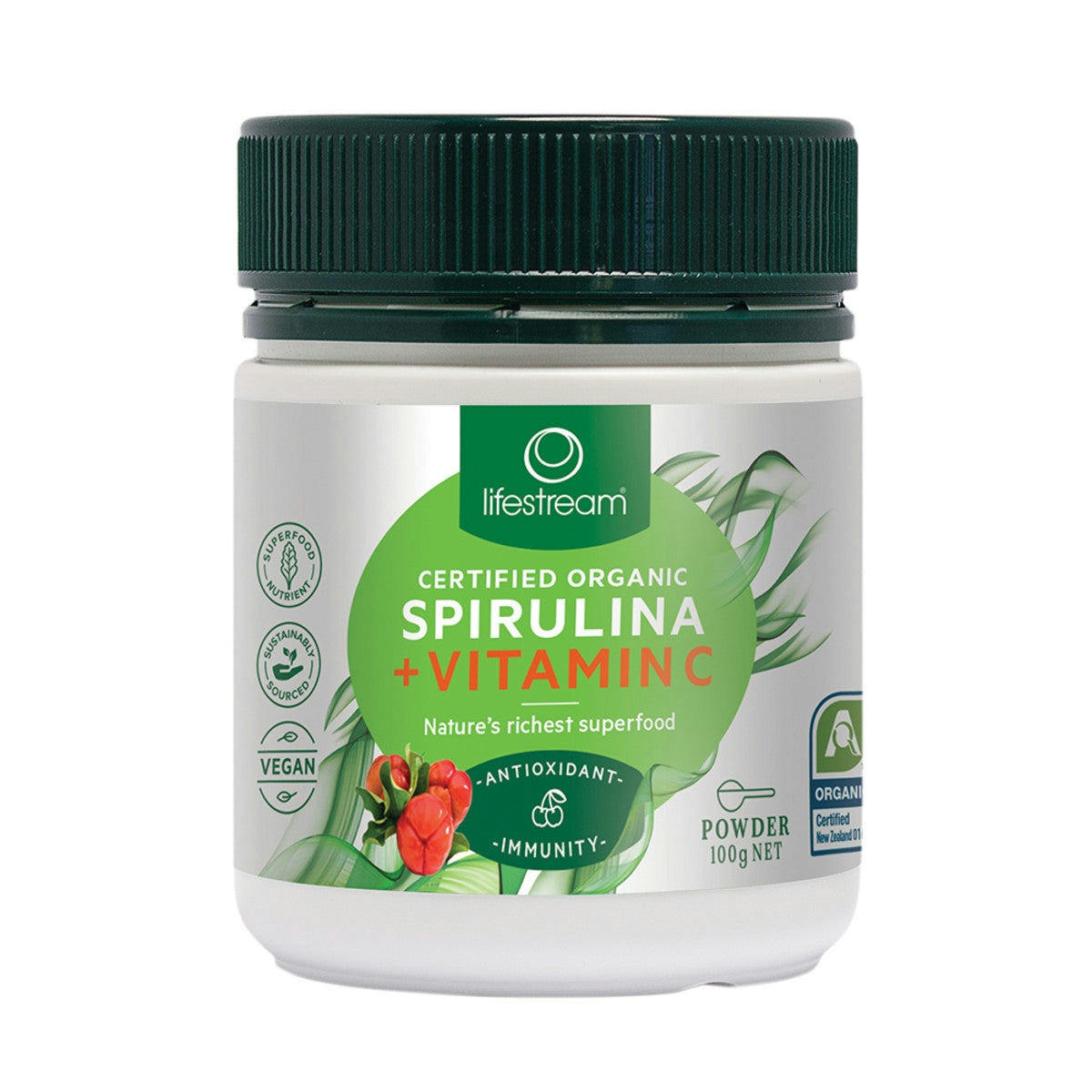 LifeStream Organic Spirulina + Vitamin C 100g