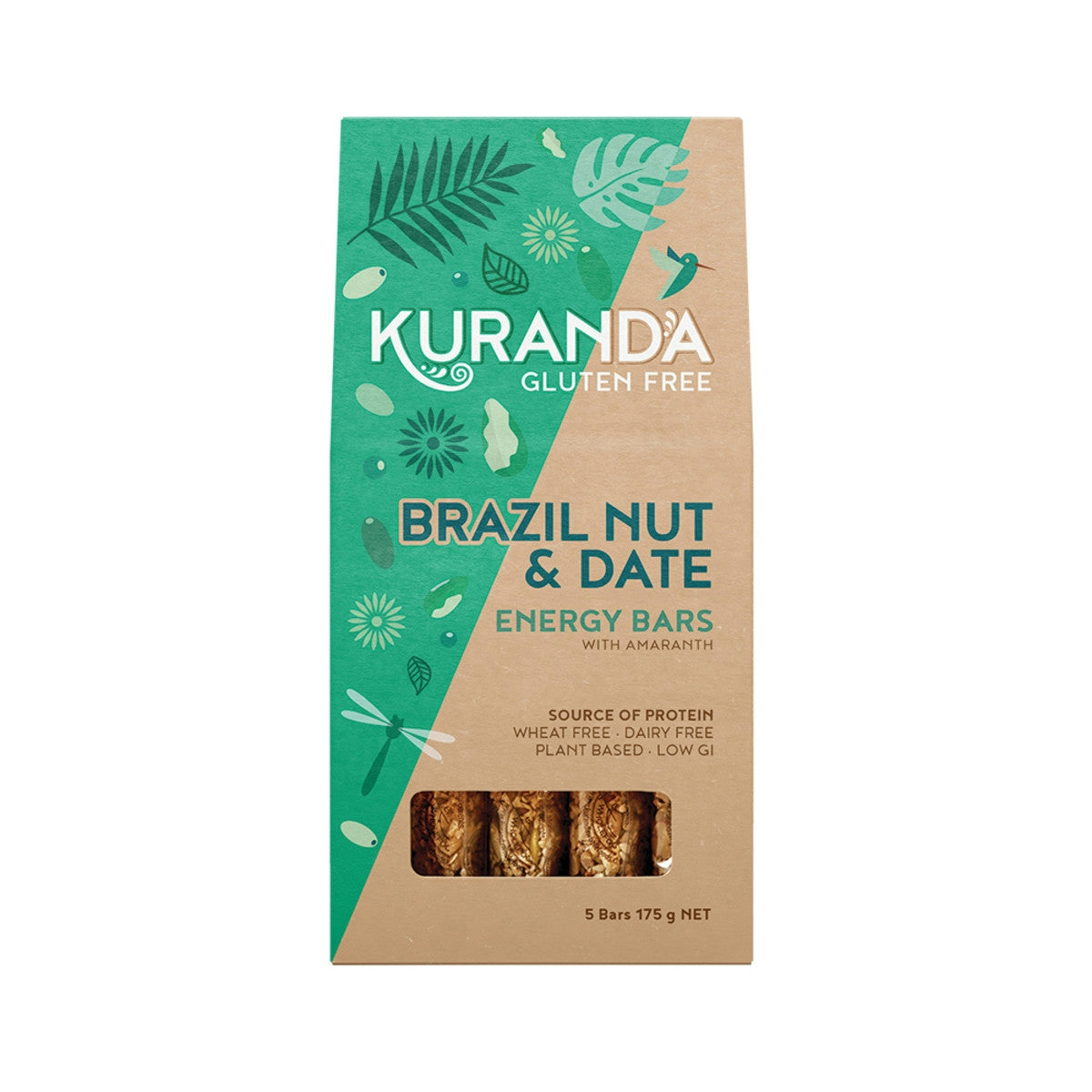 image of Kuranda Gluten Free Energy Bars Brazil Nut & Date 35g x 5 Pack on white background 