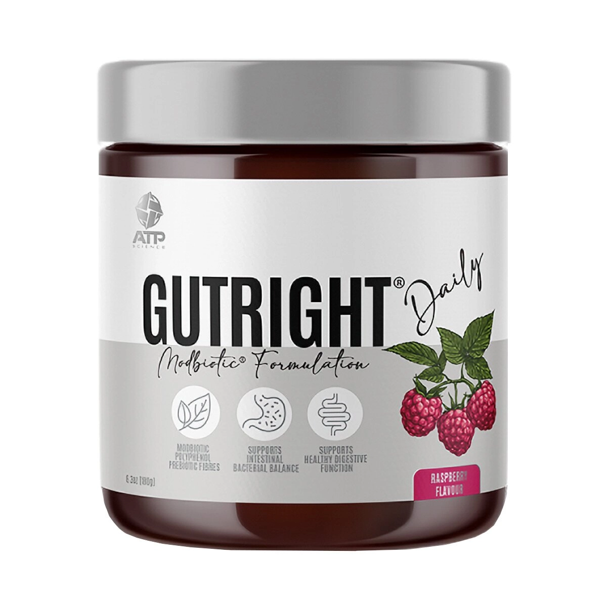 image of GutRight Daily Raspberry 150g on white background