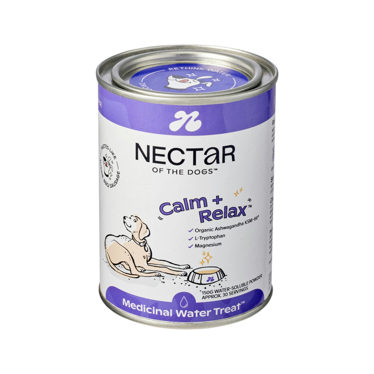 image of Nectar Of The Dogs Calm + Relax (Medicinal Water Treat) Soluble Powder 150g on white background 