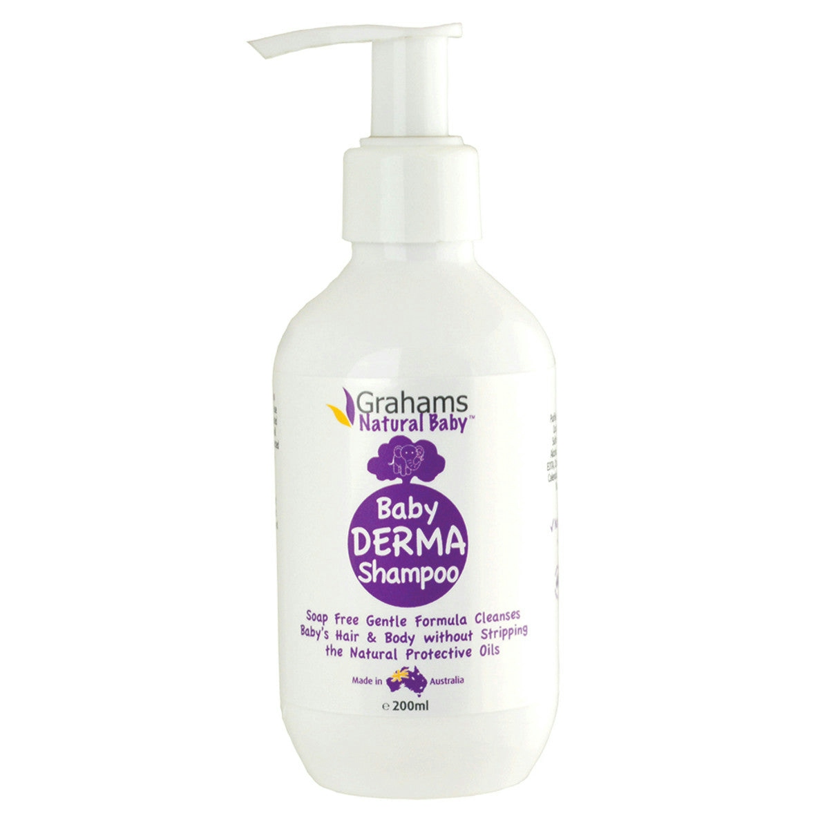 image of Grahams Natural Baby Derma Shampoo 200ml on white background 