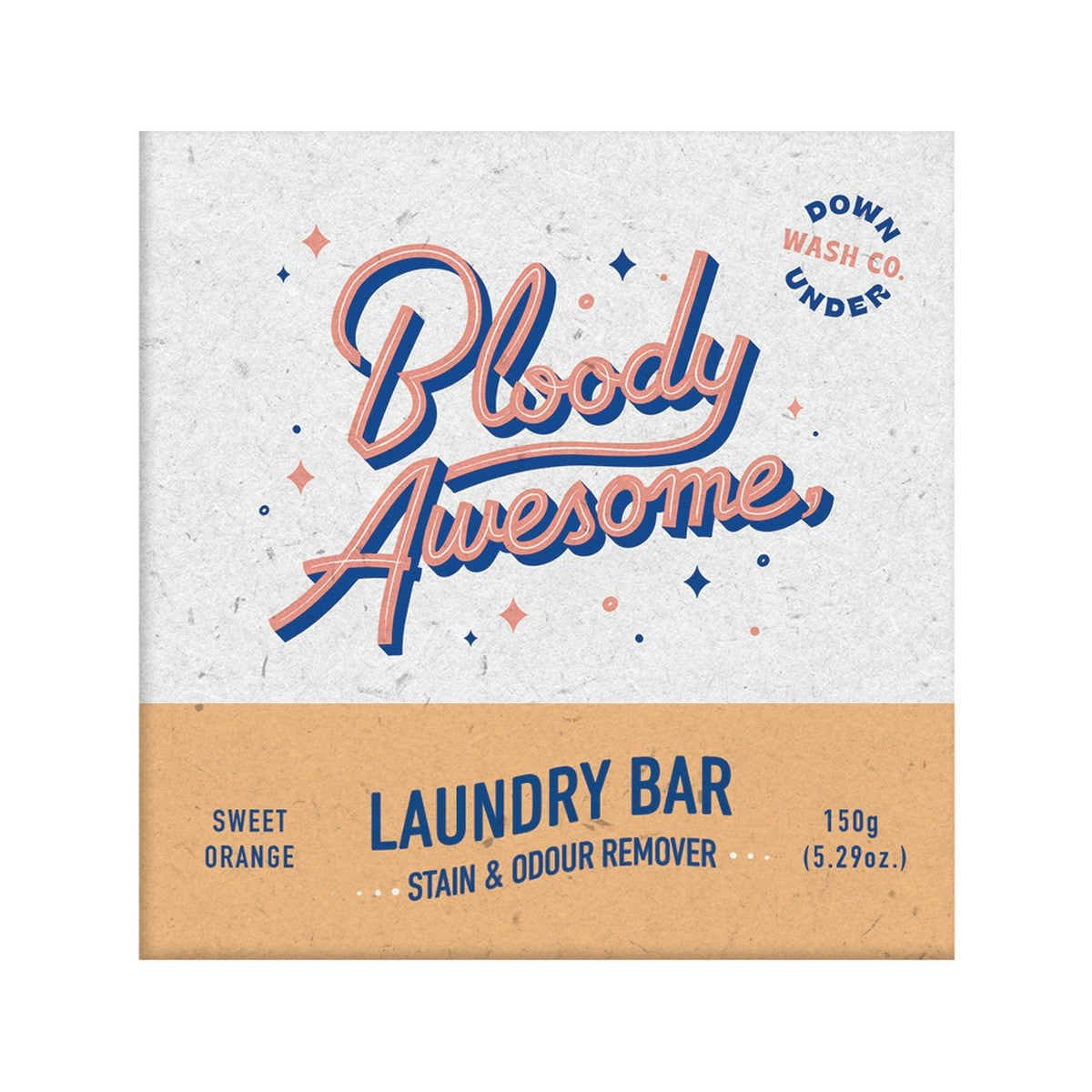 image of Downunder Wash Co. (Bloody Awesome) Laundry Bar Stain & Odour Remover Sweet Orange 150g on white background