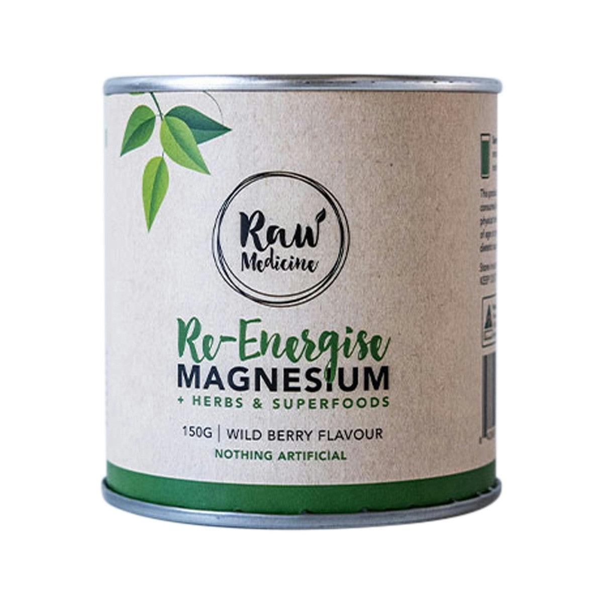 image of Raw Medicine Re-Energise Magnesium + Herbs & Superfoods (Wild Berry Flavour) 150g on white background