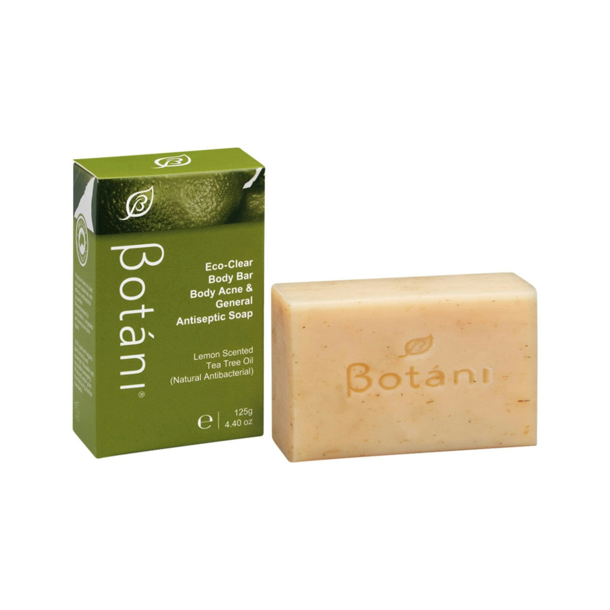 image of Botani Eco Clear Body Bar Antiseptic Soap 125g on white background 