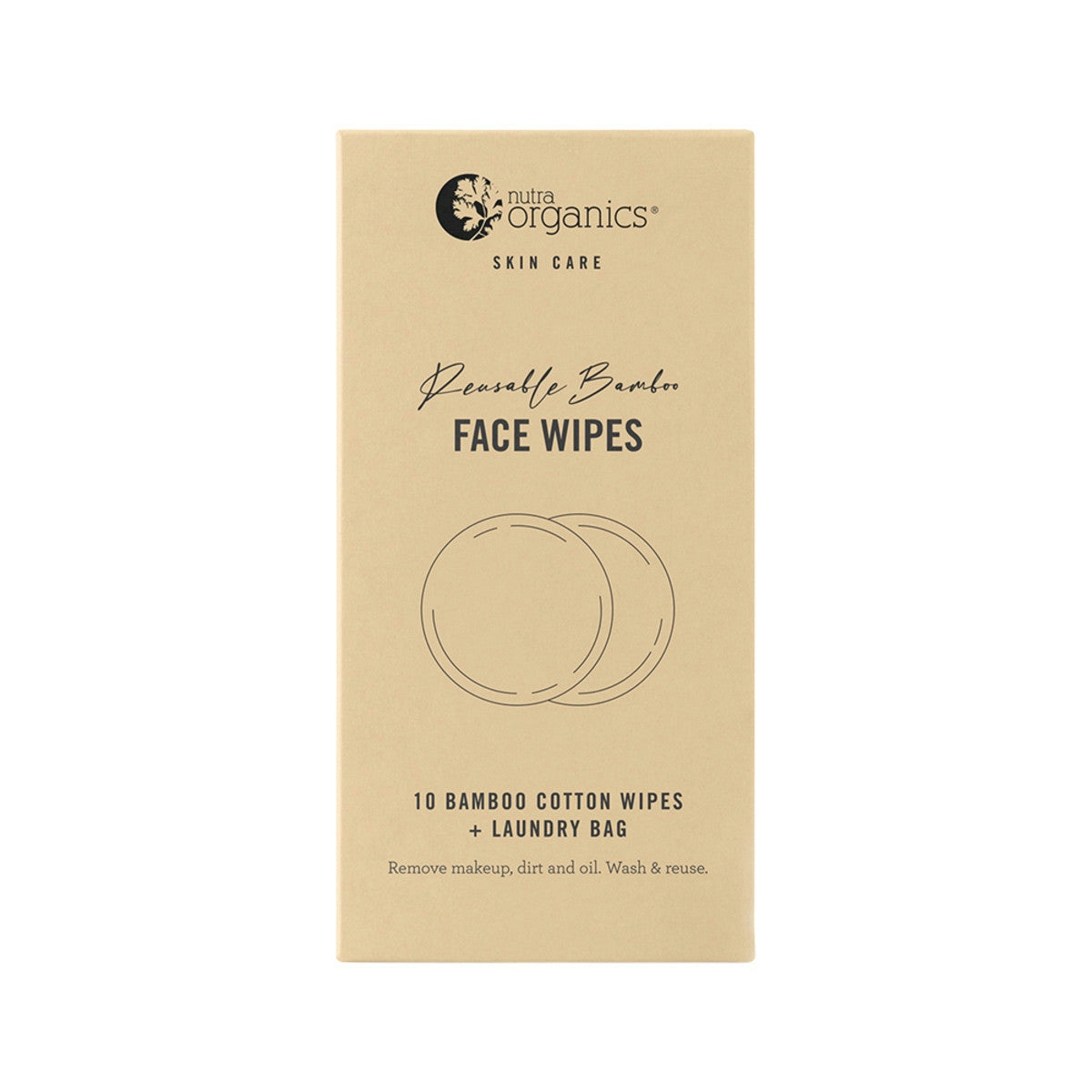 image of Nutra Organics Reusable Bamboo Face Wipes x 10 Pack with white background