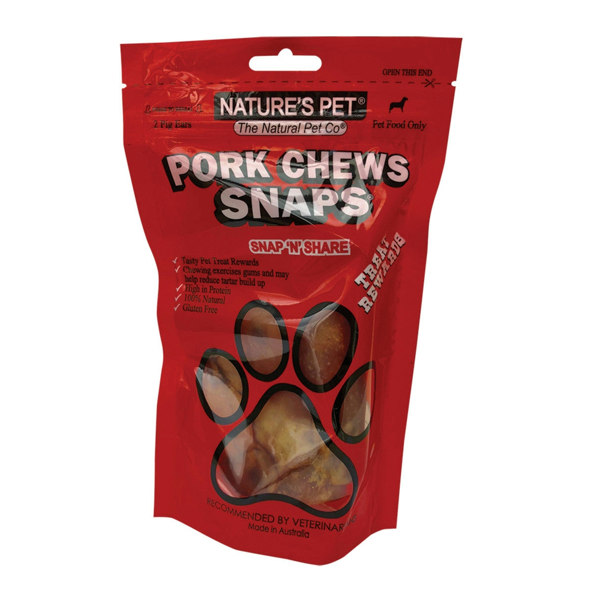 image of Nature's Pet Pork Chews Snaps (Pigs Ears) x 2 Pack on white background