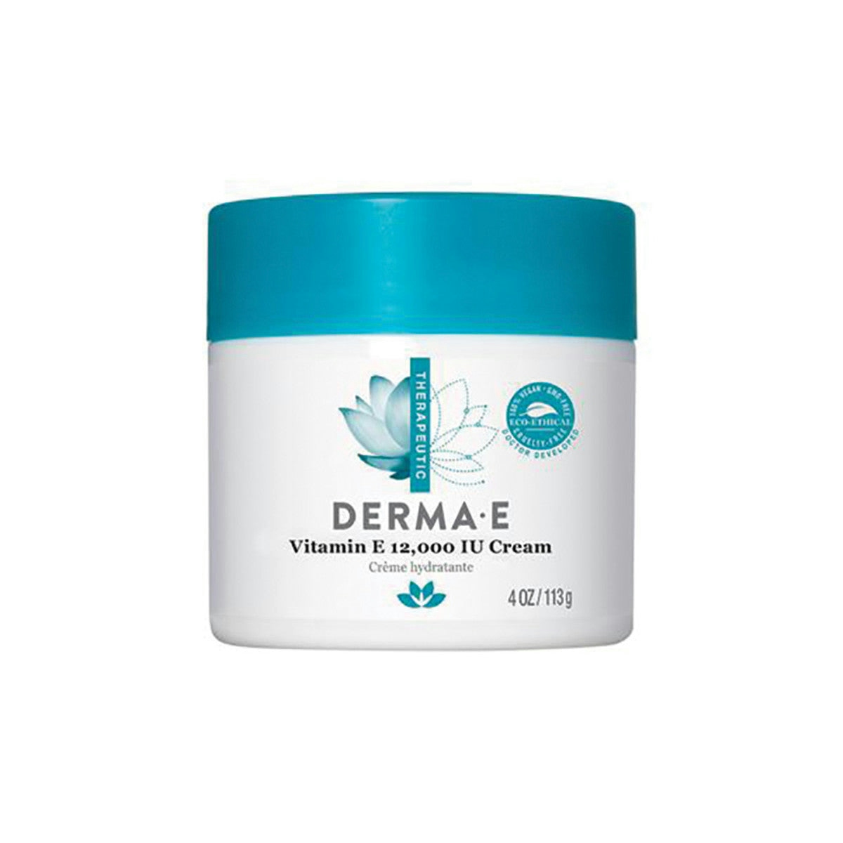 image of DermaE Therapeutic Vitamin E Cream (12,000IU) 113g on white background