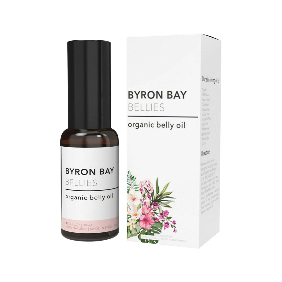 image of Byron Bay Bellies Organic Belly Oil 30ml on white background 