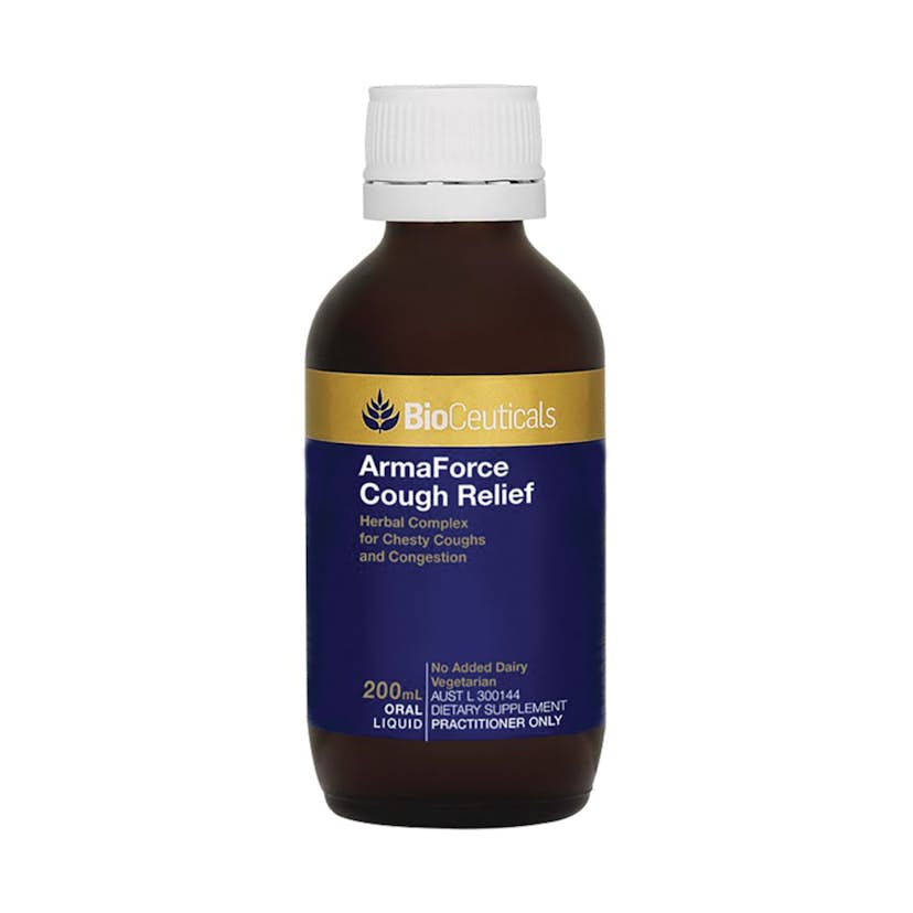 image of bioceuticals ArmaForce Cough Relief 200ml with a white background