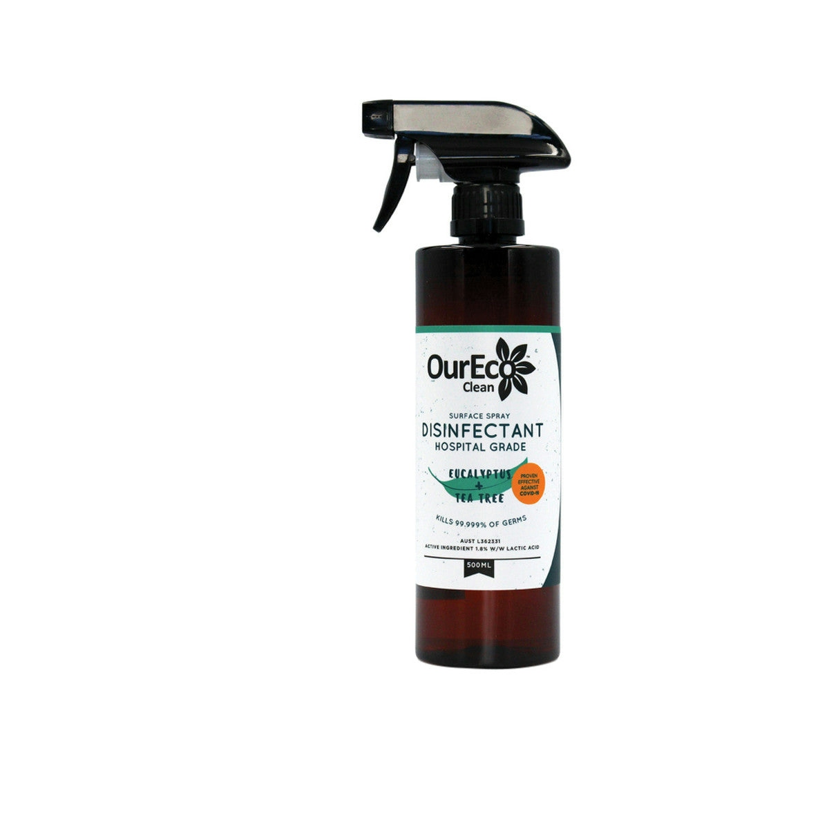 image of OurEco Clean Disinfectant Surface Spray Hospital Grade (Eucalyptus + Tea Tree) 500ml on white background