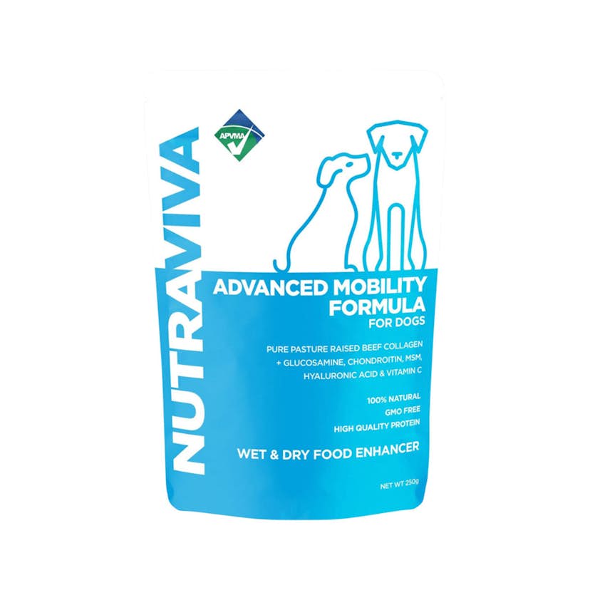image of NutraViva Pet Advanced Mobility Formula For Dogs (Wet & Dry Food Enhancer) 250g on white background