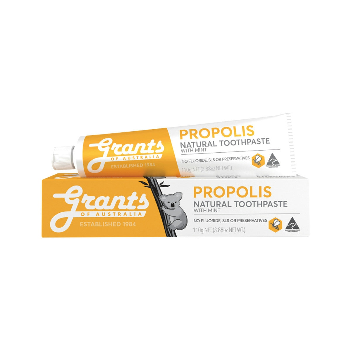image of Grants Of Australia Natural Toothpaste Propolis with Mint 110g on white background